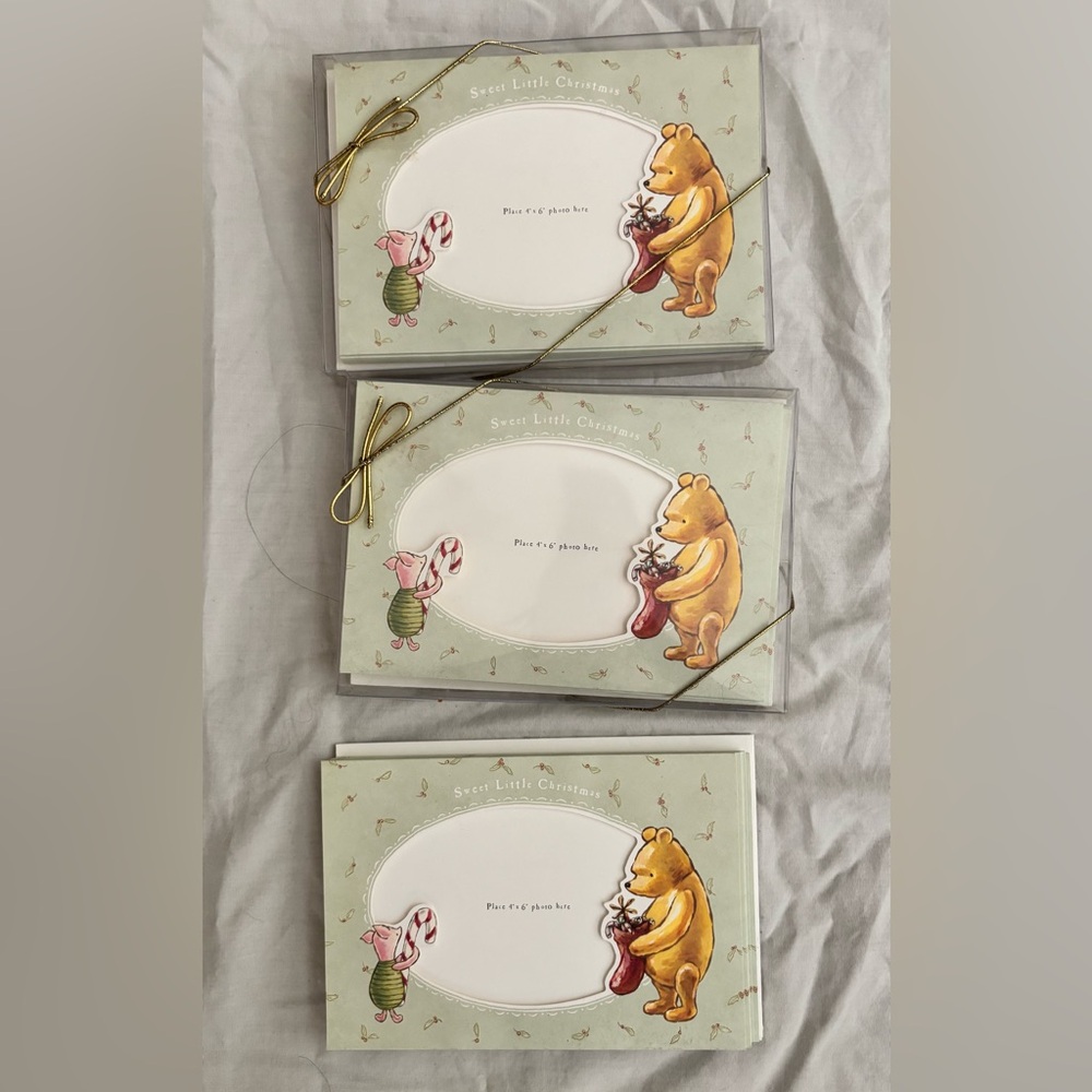 Lot of 2+ Disney Classic Pooh & Piglet photo holiday cards Michel & Co